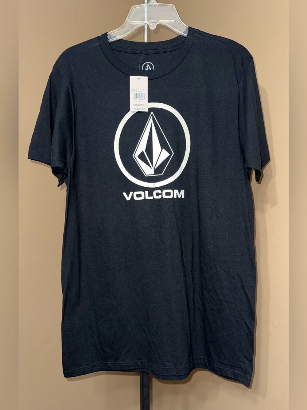 NWT Volcom Black Short Sleeve Tee with White Logo. Size Medium.